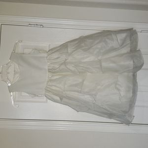 YKI 6 princesscore gathered layers adorned with faux pearl shimmery winter white